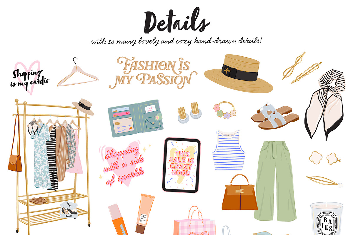 Shopping Girl Clipart Fashion Quotes, an Object Graphic by Ruslana Lubenets (Photo 9 of 15)