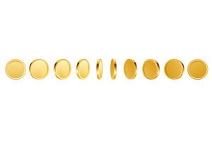 Gold coin turn around. Realistic 3D, a Finance Illustration by Frogella