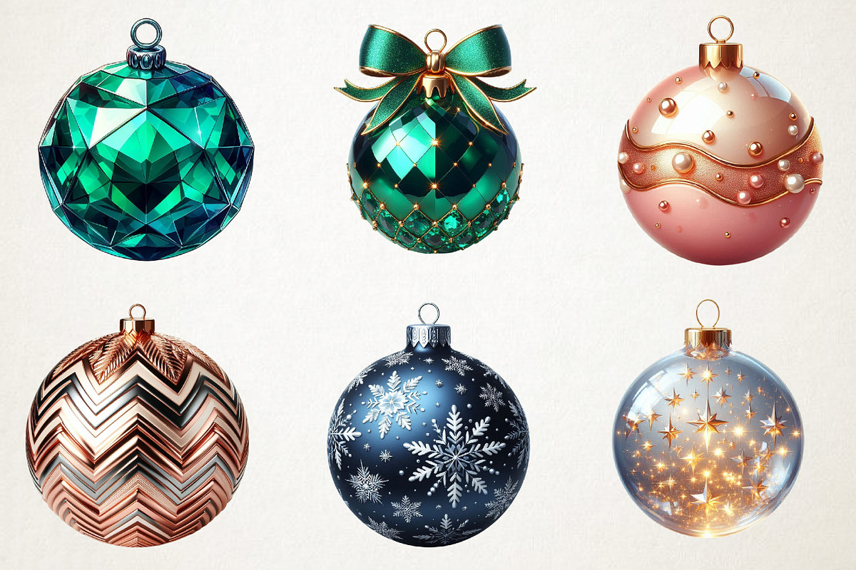 Modern Christmas Baubles Clipart, an Illustration by RobertsArt (Photo 6 of 7)