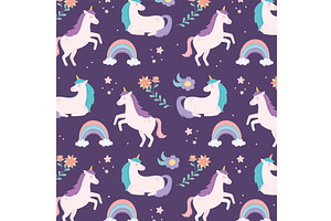 unicorns and rainbows, an Animal Illustration by studiogstock