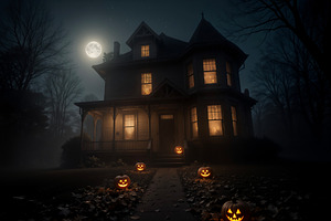 Victorian House with Jack-o'-Lantern, a Photo by rarrarorro