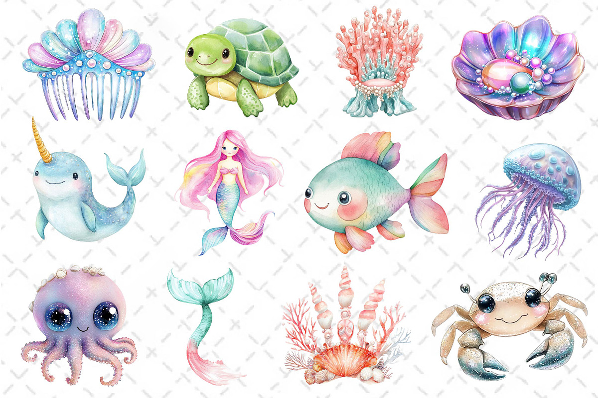 Little Mermaid Under the Sea Clipart, an Illustration by Dream Creation (Photo 3 of 5)