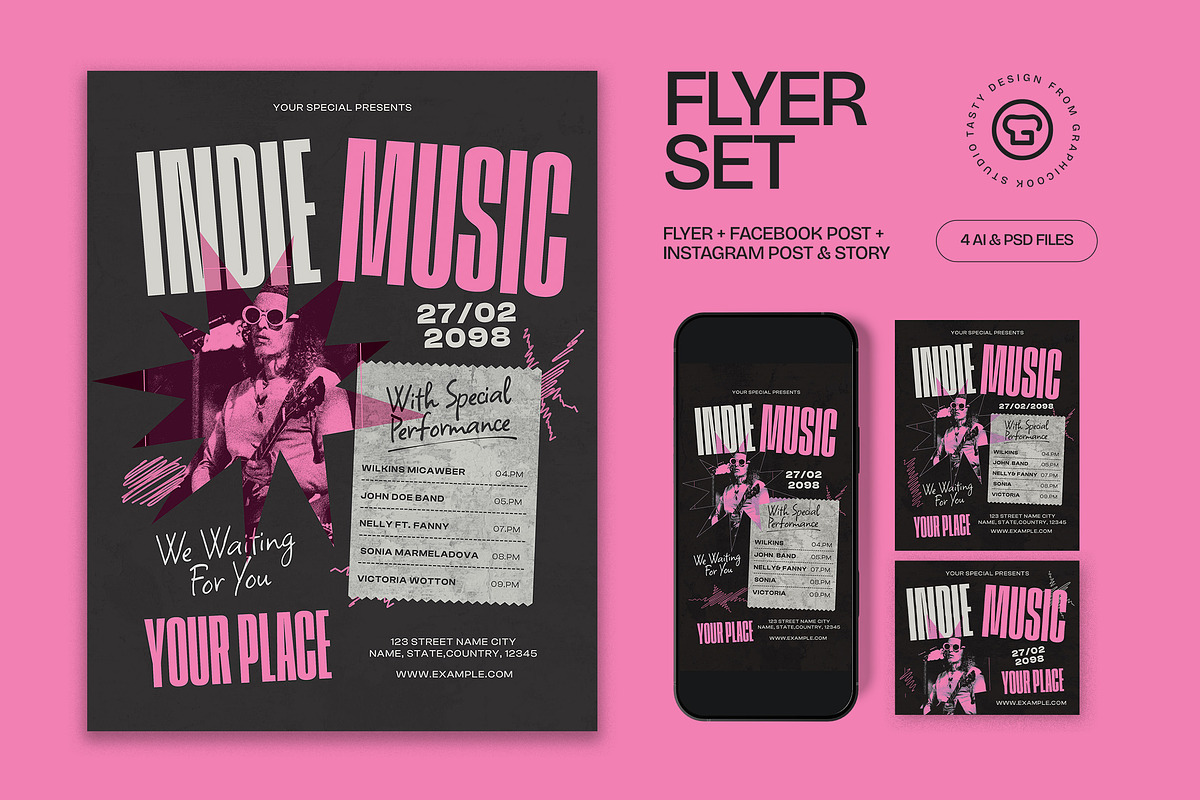 Indie Music Flyer, a Flyer Template by graphicook (Photo 1 of 3)