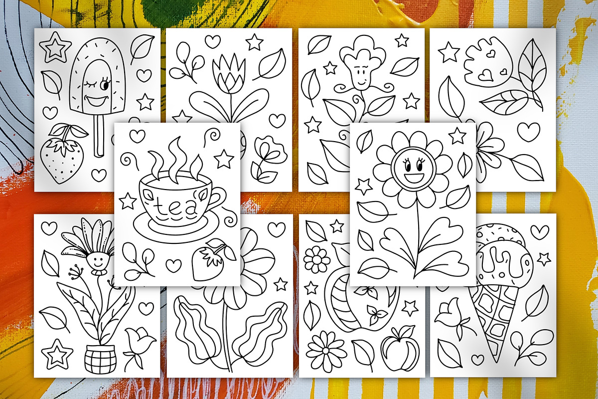 Simple Positive Coloring Cards, an Education Illustration by ChristinaDesigns (Photo 2 of 3)