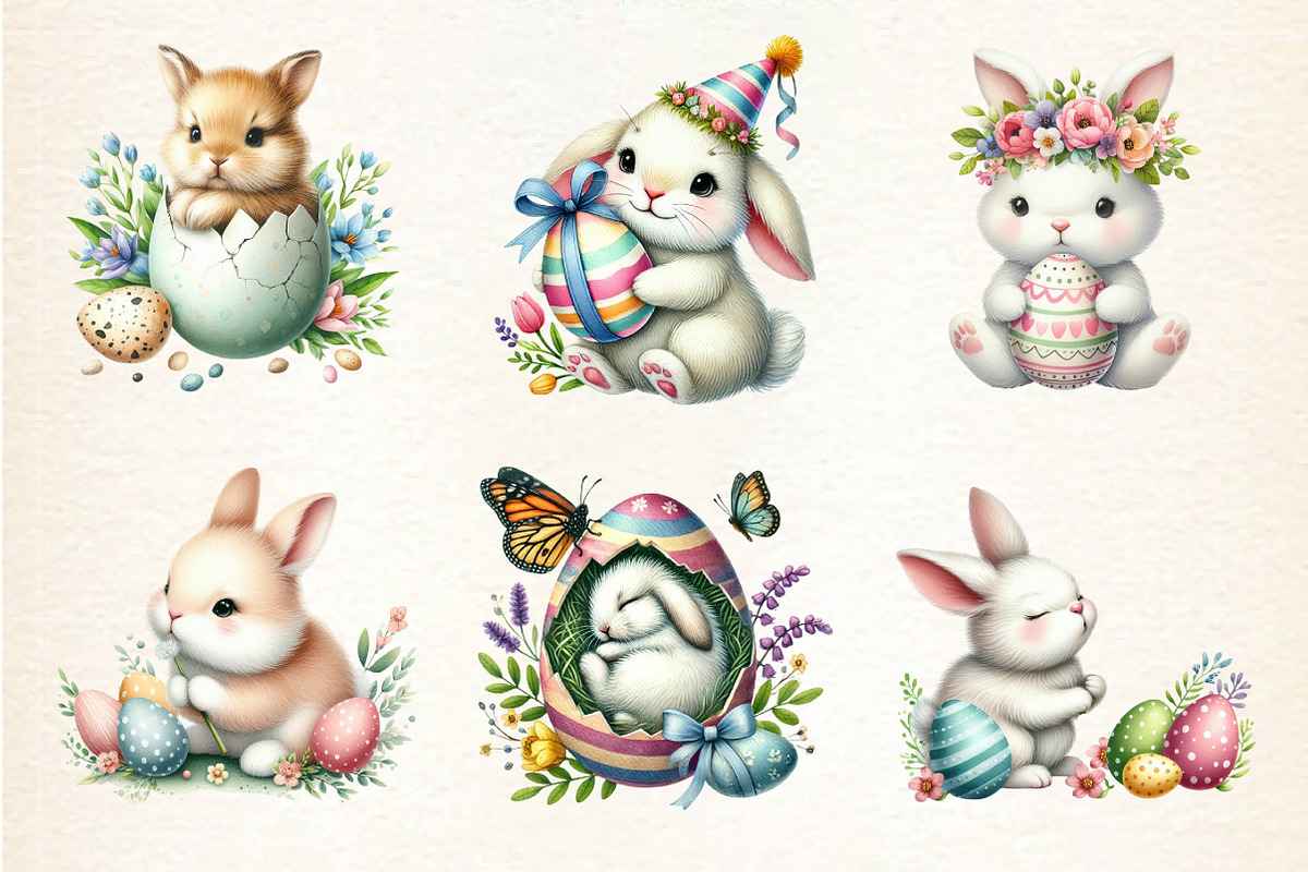Cute Easter Bunny Clipart, an Illustration by DreamArtGraphic (Photo 4 of 4)