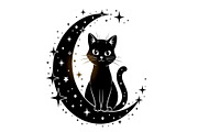 50 Cat Moon Silhouette Vector Bundle, an Illustration by jahid234 (Thumbnail 26 of 51)