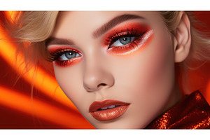 beauty red orange eyeshadow ai, a Beauty & Fashion Photo by pikepicture