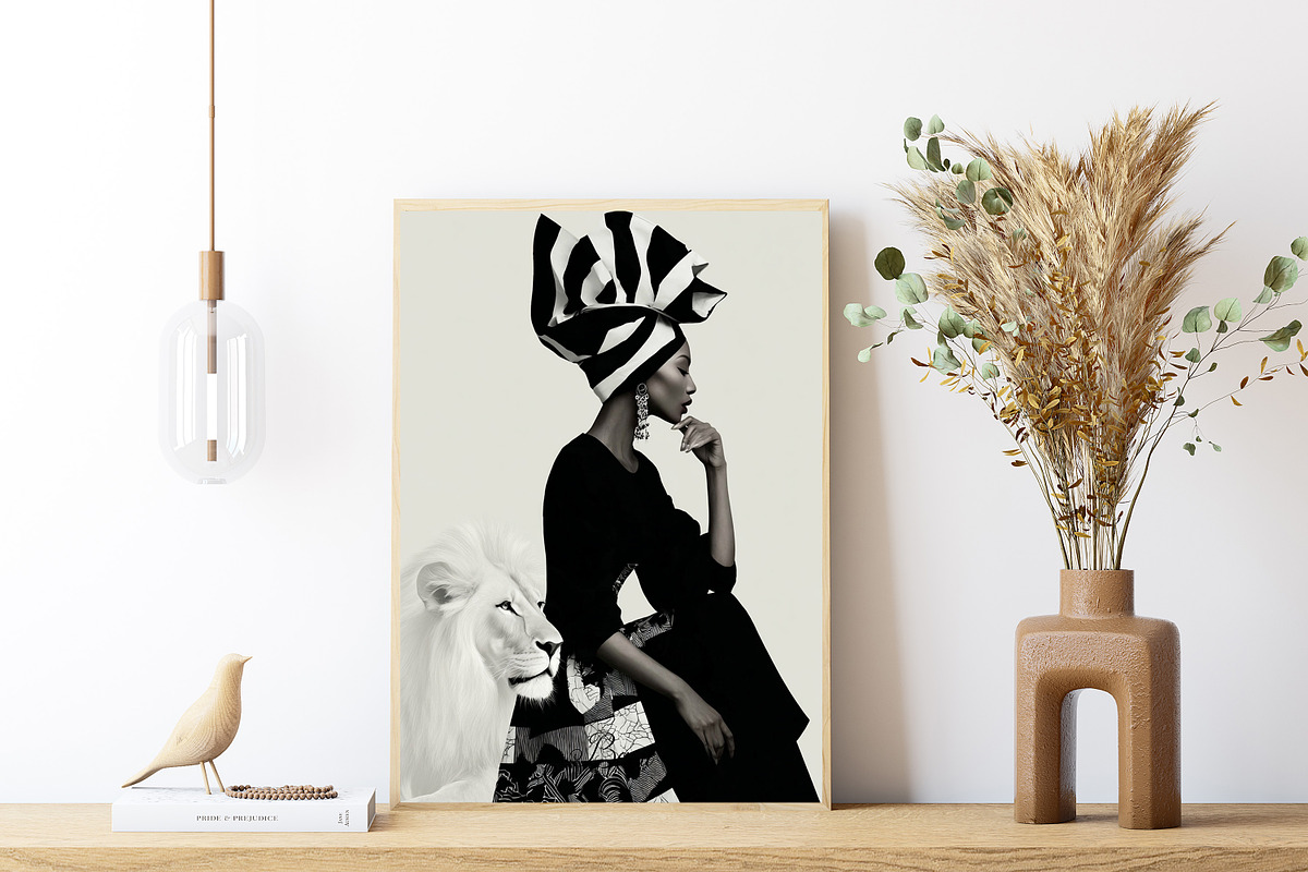 African Majesty Woman and Lion Art, a Person Illustration by PrintablesByFranklyn (Photo 4 of 6)