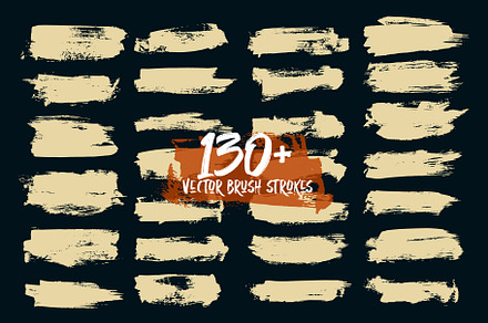 130+ Vintage Grunge Brush Strokes, a Shape Add-On by Warm Snow