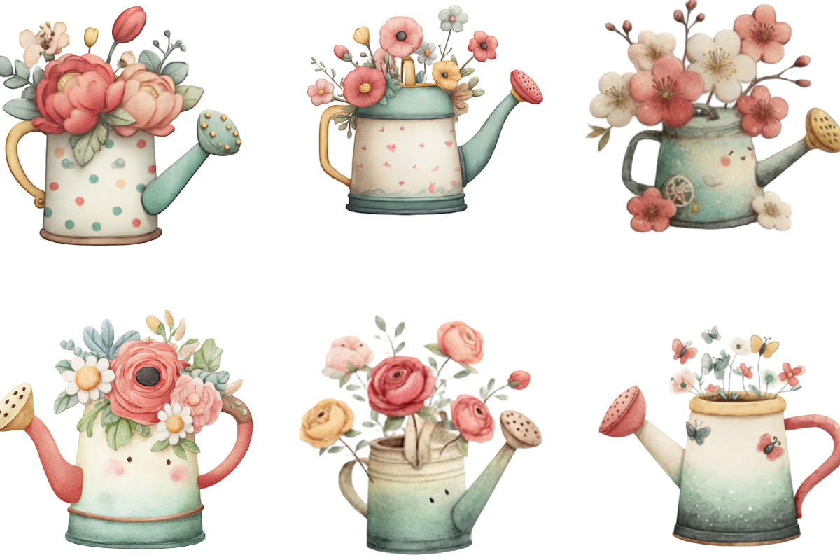 Watercolor Watering Can Clipart, an Illustration by Designking (Photo 4 of 5)