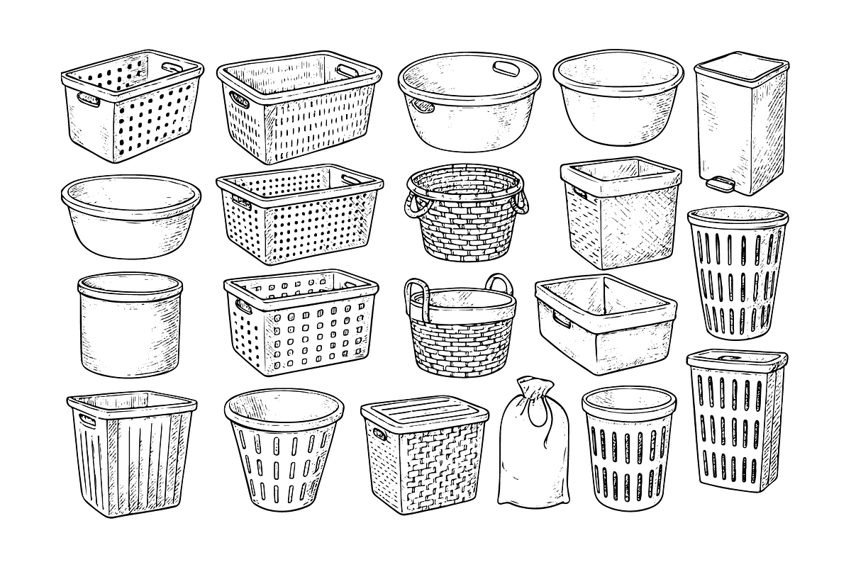 Storage Baskets and Containers, an Object Graphic by RT Studio