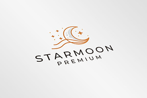 elegant crescent moon and star logo