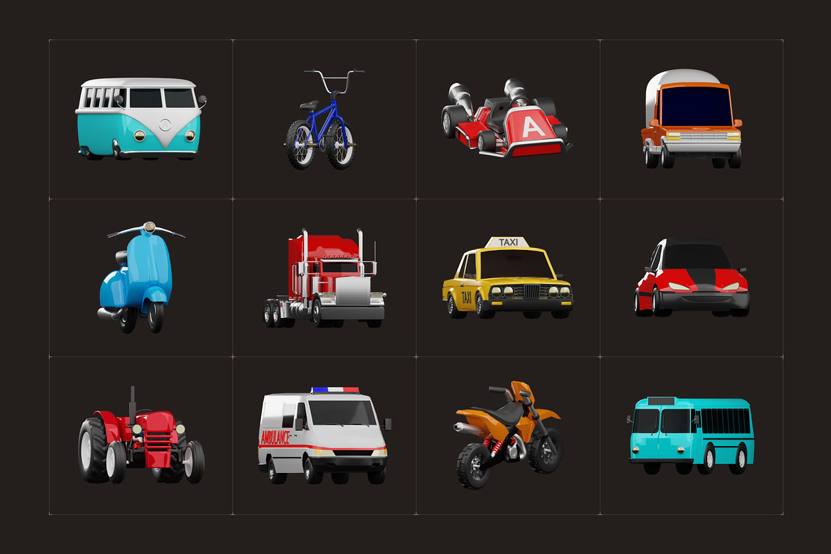 3D Vehicle Models Set, an Emoji Icon by Vectors Market (Photo 5 of 14)