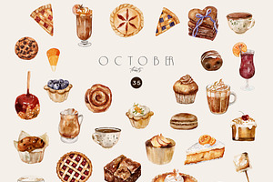 OCTOBER Watercolor Autumn Set