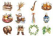Watercolor Octoberfest Clipart, an Illustration by Design Market (Thumbnail 2 of 3)