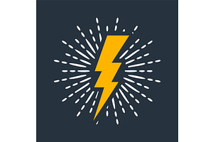 Yellow Vintage Lightning Bolt And