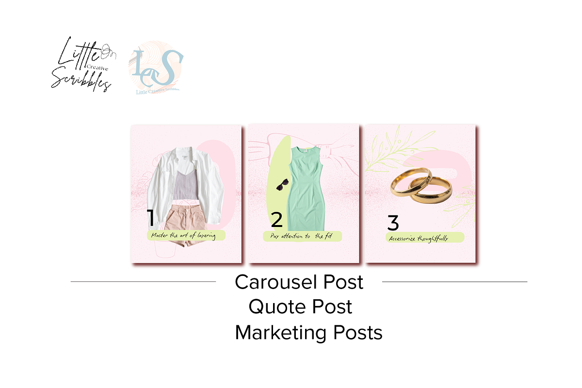 Pink and Green Instagram Post Bundle, a Social Media Template by Little Creative Scribbles (Photo 4 of 5)