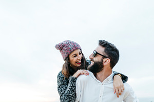 Young couple having fun at outdoors stock photo containing fun and happy