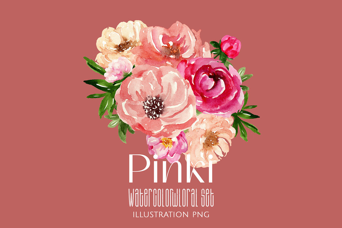 Spring floral watercolor Pinki, a Decorative Illustration by Julia Bogdan (Photo 1 of 9)