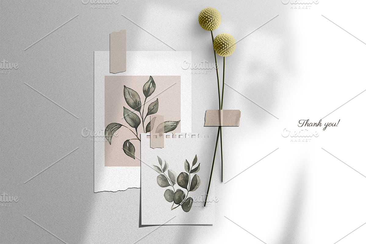Watercolor Greenery Patterns, a Pattern Graphic by MayaNavits (Photo 11 of 11)