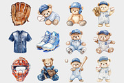 Baseball Teddy Bear Clipart, a Seasonal Illustration by Design Market (Thumbnail 2 of 4)
