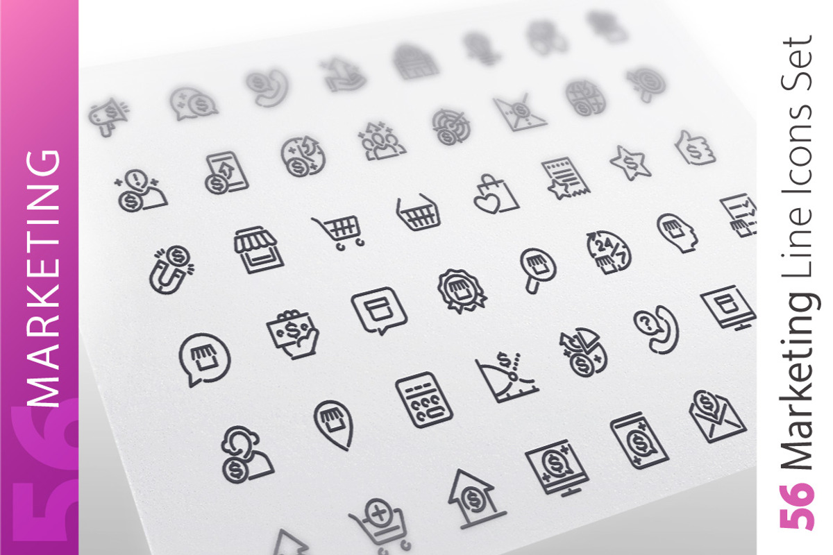 Marketing Line Icons Set, an Outline Icon by Voysla's Shop (Photo 1 of 4)