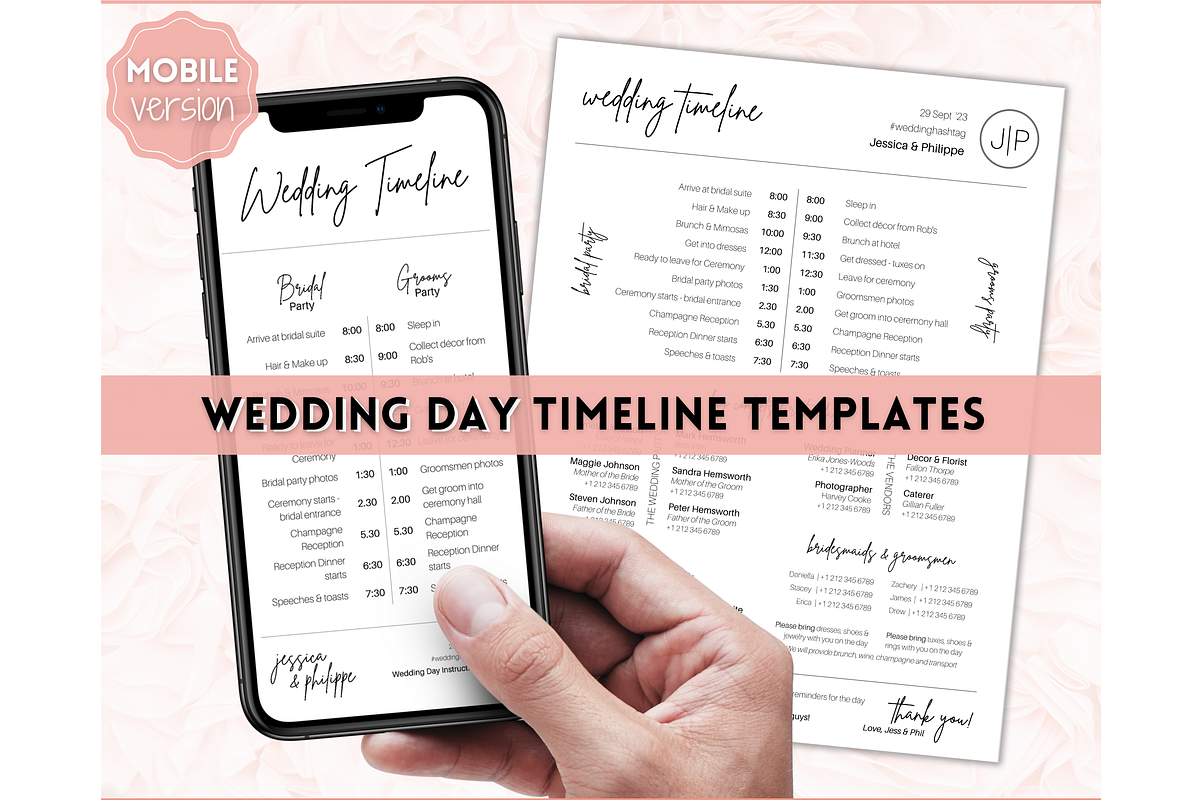 Mobile Wedding Timeline Template, a Stationery Template by Templatables (Photo 9 of 9)