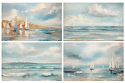 Seascape Oil Painting 'Sailboat', a Background Graphic by by creative paper (Thumbnail 15 of 16)
