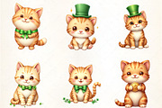 Cute St.Patrick's Kitten Cat Clipart, an Illustration by CrexoraLab (Thumbnail 4 of 5)