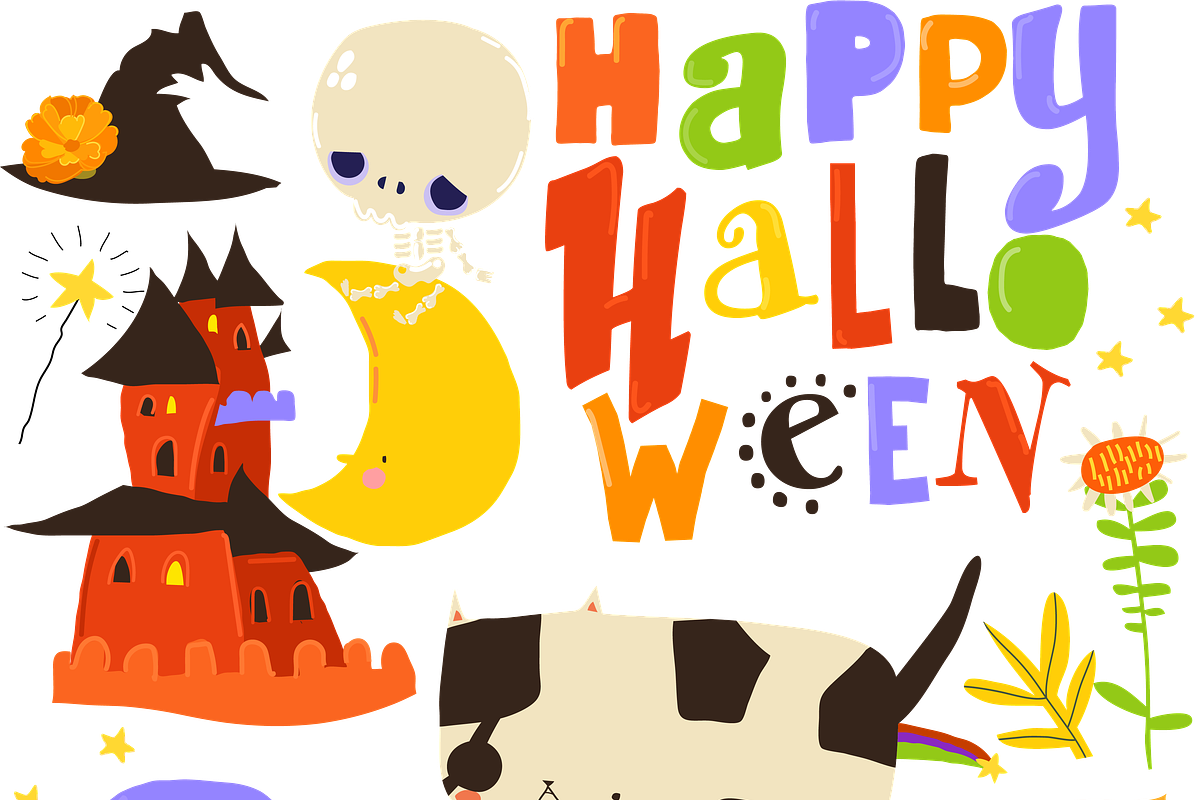 Cartoon Set With Halloween Elements, a Seasonal Illustration by Maria Starus (Photo 2 of 3)
