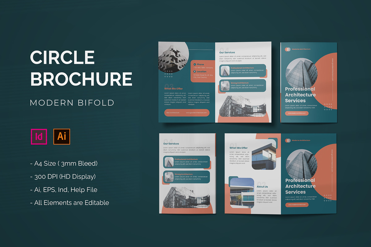 Circle Geometrical - Bifold Brochure, a Brochure Template by StreaksideStd