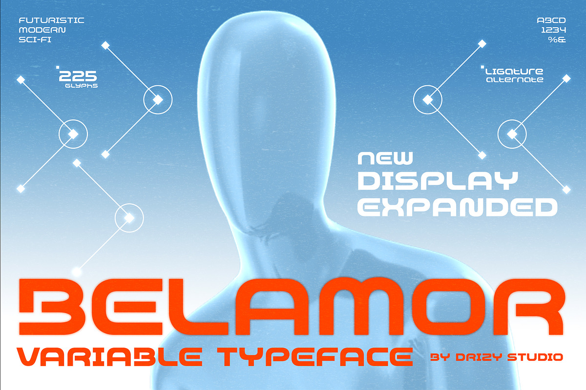 Belamor - Futuristic Variable Font, a Sans Serif Font by Drizy (Photo 1 of 10)