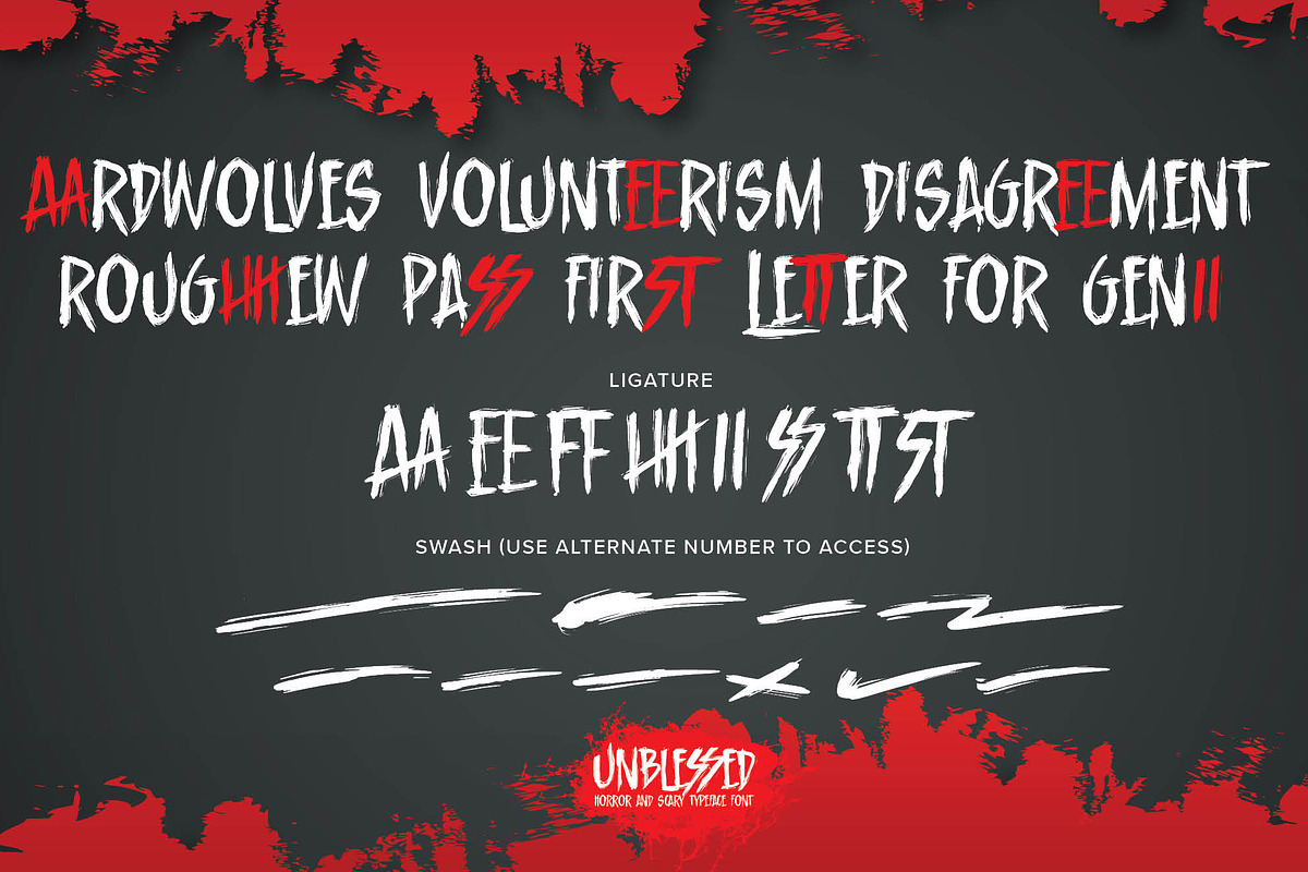 Unblessed Horror And Scary Typeface