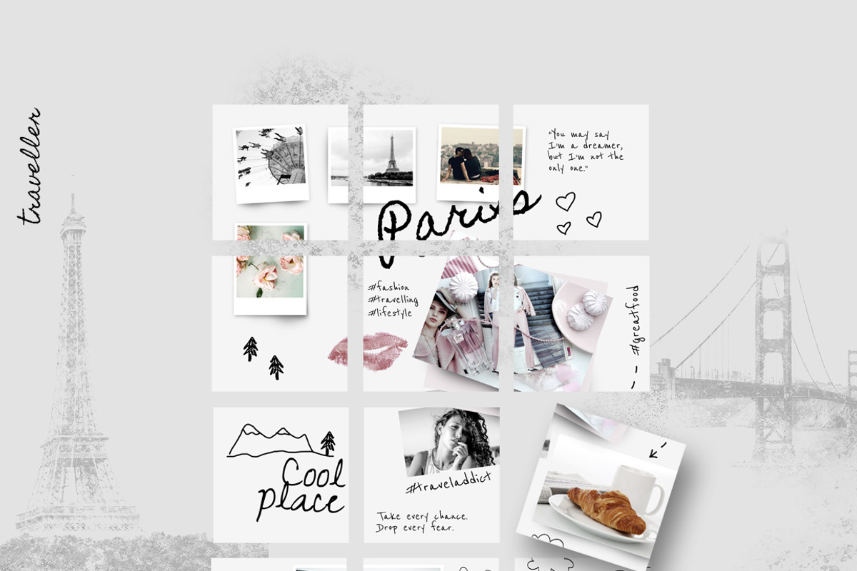 Instagram PUZZLE template -Traveller, a Social Media Template by CreativeFolks (Photo 2 of 5)