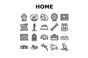 multi species home icons set vector, an Animal Illustration by pikepicture