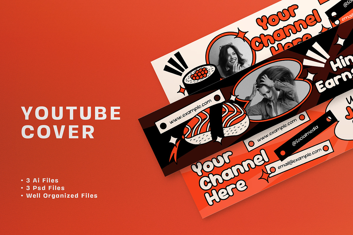 Beige Japanese Food Youtube Cover, a Social Media Template by graphicook (Photo 1 of 3)