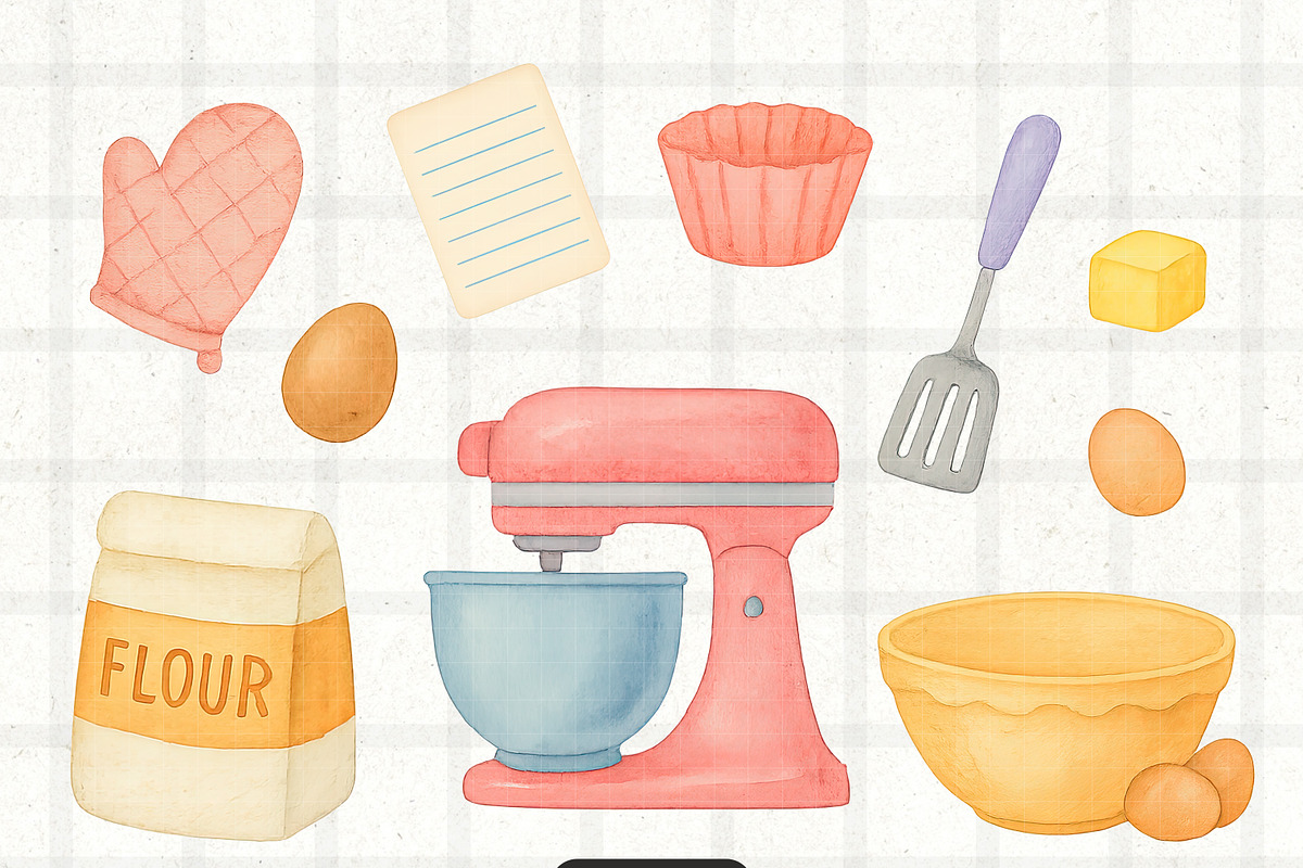 Cute Baking Tools, a Food Illustration by PaintPixelCo (Photo 5 of 15)