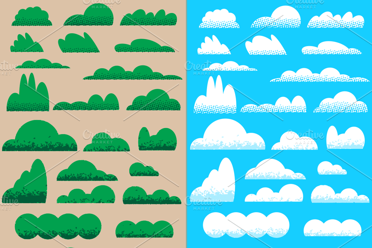 Textured Clouds and Bushes, an Illustration by Phillustrations (Photo 2 of 6)