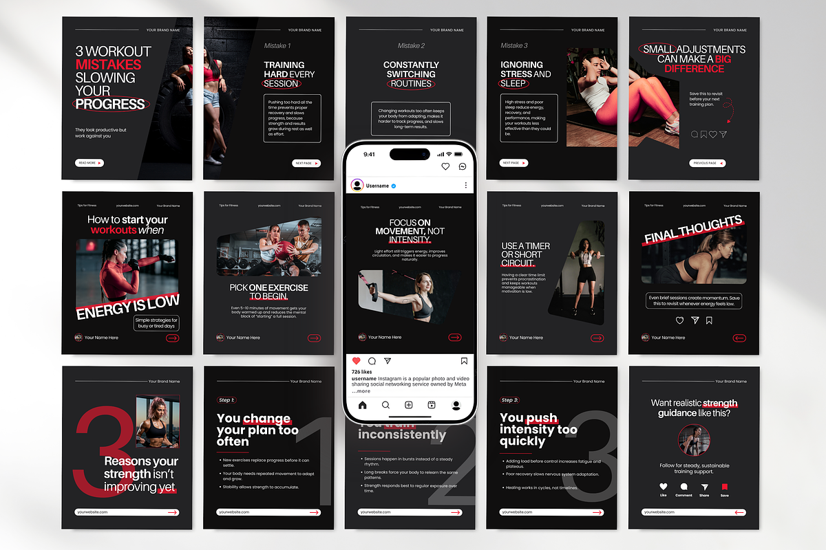 Fitness Coach Canva Template Bundle, a Social Media Template by DigiPax (Photo 7 of 15)
