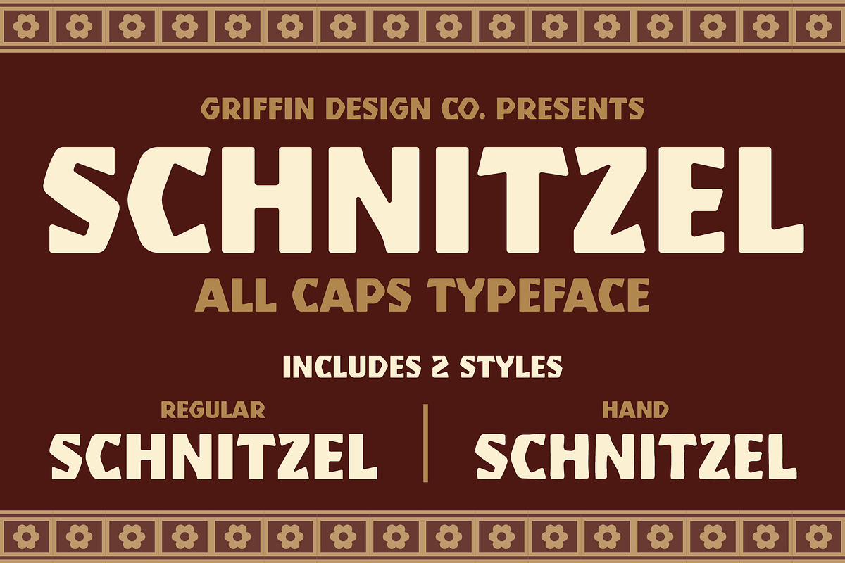 GDC Schnitzel Typeface, a Sans Serif Font by GriffinDesignCompany (Photo 1 of 7)