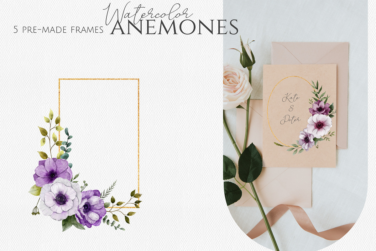 Anemones Watercolor Collection, an Illustration by Dervik Art Store (Photo 7 of 9)