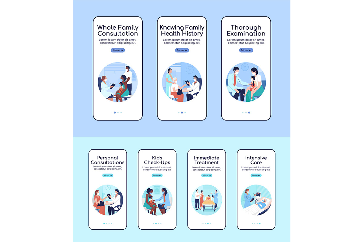 Hospital treatment app pages, a Templates & Theme by IMG visuals characters (Photo 1 of 3)