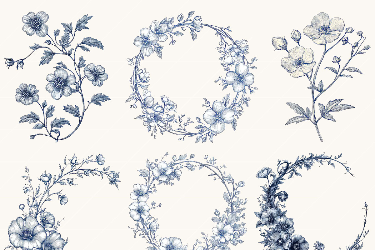 Botanical Frames Watercolor Clipart, a Decorative Illustration by SparkyDesignsUS (Photo 5 of 9)
