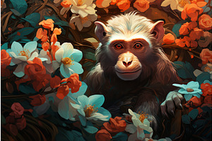 Colorful Monkey Flowers. Generate Ai