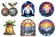 Christmas Stained Glass Clipart, a Seasonal Illustration by CitraGraphics (Thumbnail 4 of 8)