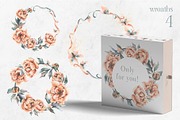 Peachy Peonies Watercolor Wreaths, an Illustration by NATASHA CHU (Thumbnail 2 of 3)