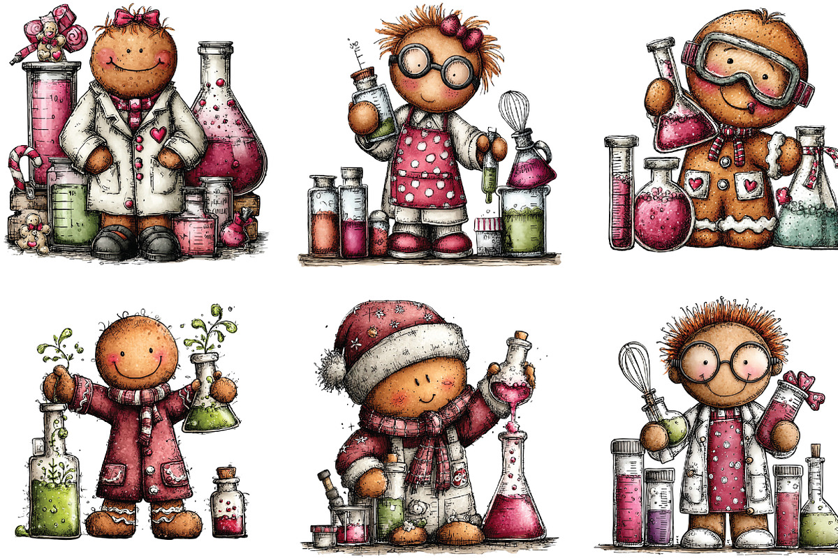 Whimsical Gingerbread Man scientist, an Illustration by CraftArtStudio (Photo 6 of 6)