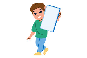 Smiling boy showing smartphone with, a Technology Illustration by pikepicture