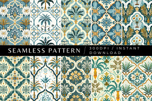 10 Farah's Mosaic Bloom Patterns, a Pattern Graphic by Inknfolly