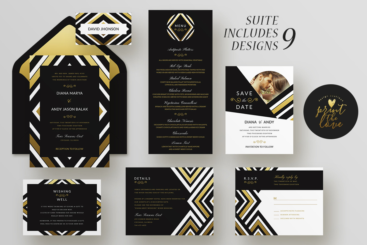 Wedding Invitation Suite - Diana, an Invitation Template by Print The Love Boutique (Photo 1 of 4)